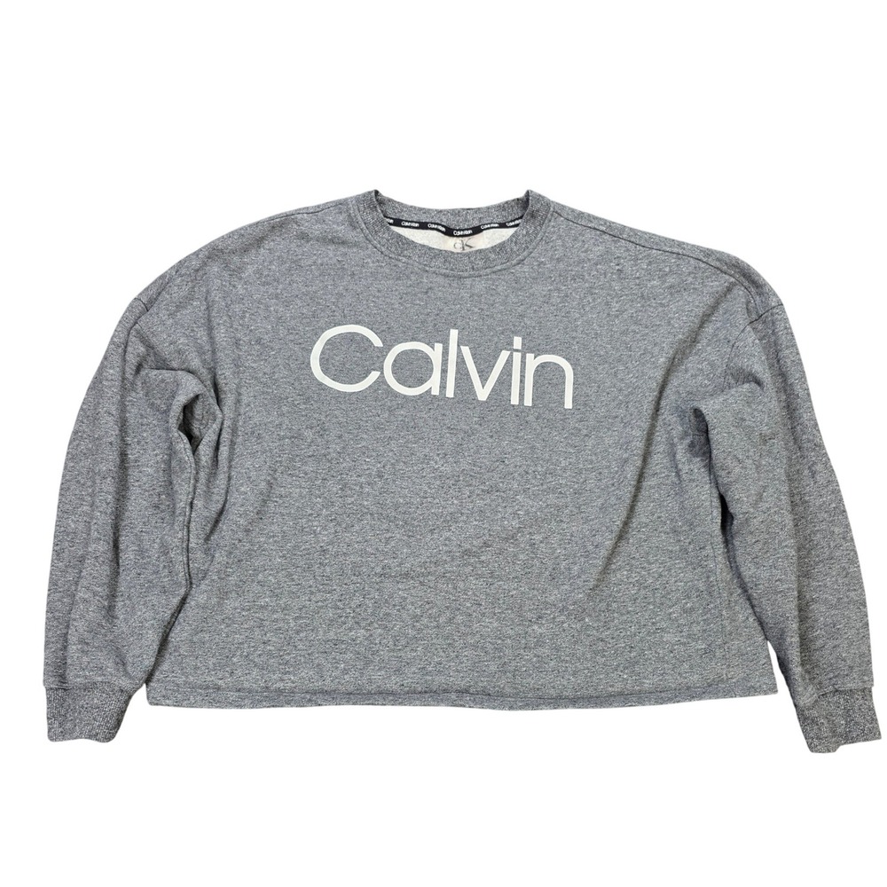 Calvin Klein Performance Cropped Sweatshirt Women's Size M Gray Pullover Logo‎